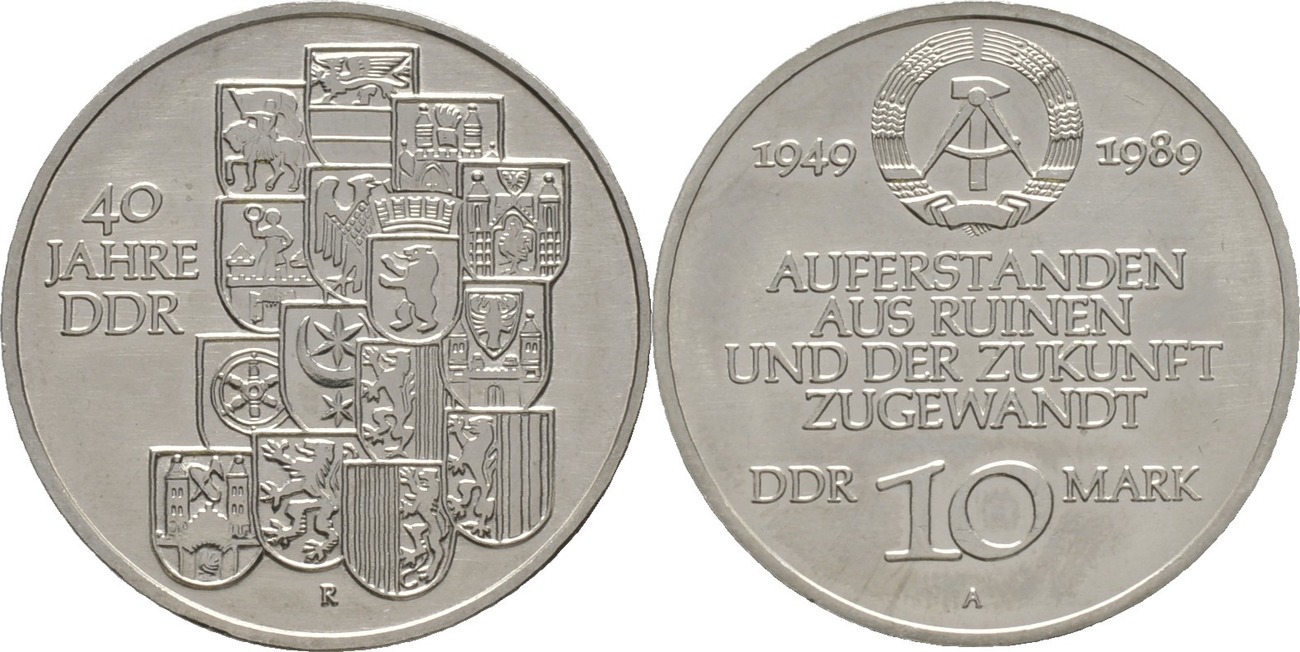 Auferstanden Aus Ruinen Und Der Zukunft Zugewandt Deutsche Demokratische Republik 10 Mark 1989 A Auferstanden aus Ruinen