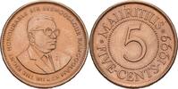 Mauritius 5 Cents / 0,05 Rupee 1999 Pfr. / Stahl mit Kupferlegierung