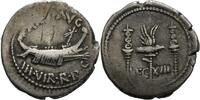 Griechenland AR-Denar Marcus Antonius,† 30. v. Chr. 32 / 31. v. Chr, Patras (?) Galeere n.r.//LEG XIII