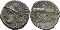 Italien / Republik AR-Denar AR-Denar. Röm. Republik. M. BAEBI. Q. F. TAMPIL (M. Baebius Q. f. Tampilus) 137.
