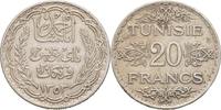 20 Francs AH1353/1934 Tunesien Ahmad Pasha Bey SS / Fleckig