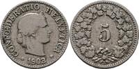 Schweiz 5 Rappen 1903 S+ 7,00 EUR  zzgl. 15,00 EUR Versand