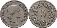 Schweiz 5 Rappen 1909 SS+ 8,00 EUR  zzgl. 15,00 EUR Versand