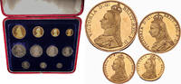 United Kingdom Gold coin sets 1887 11-Coin Proof Gold set Five Pound - Two pound - Sovereign Gold Jubilee Victoria PP