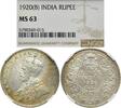 INDIA BRITTISCH RUPEE Georg V, Rupee 1920 (B), NGC MS63 -