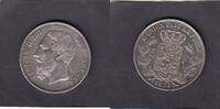 Belgium KM.24. 5 Francs fr LEOPOLD II 1873 XF-