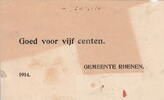 Netherlands Rhenen 5 Cent(NOODGELD)PL800.1 VR.25.1 -