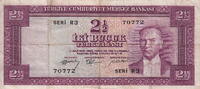 Turkey 2 1/2 Lira L1930 SERIE 3R P.151 -