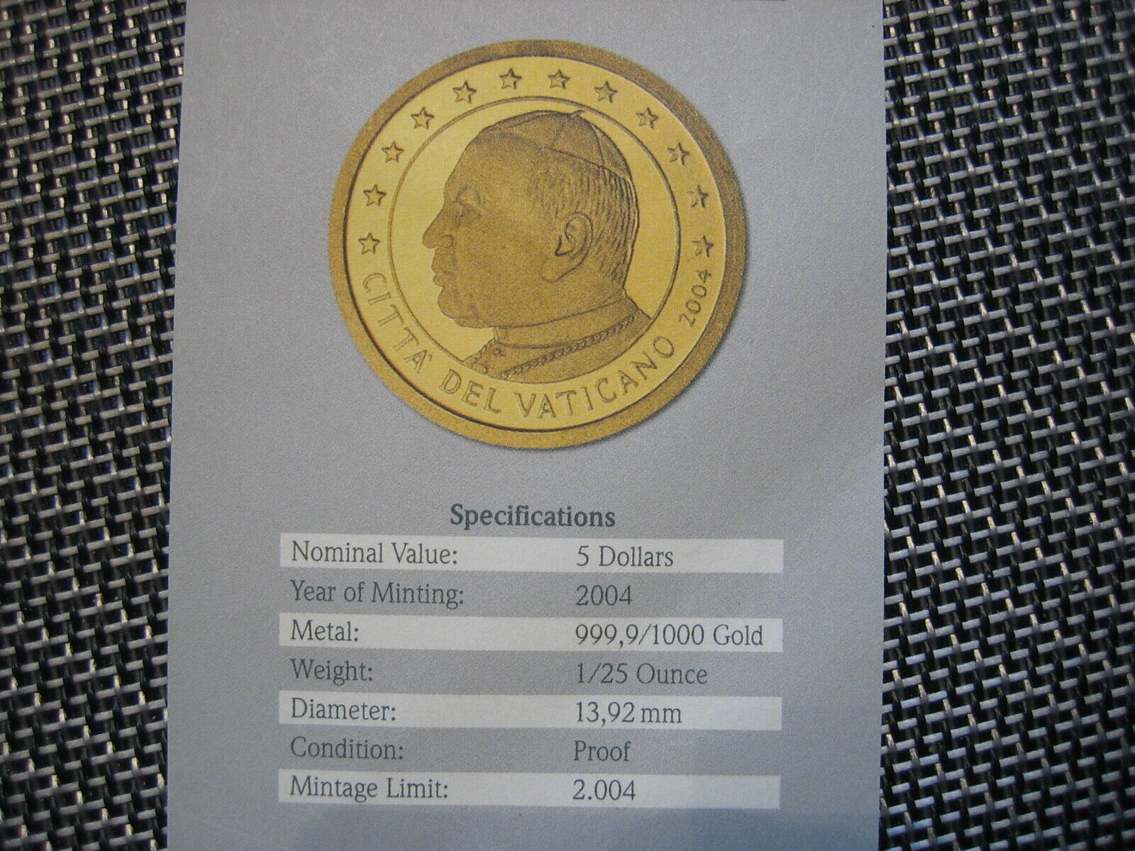 Northern Mariana 5 Dollars 2004 Citta del Vaticano Papst Johannes