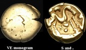 ROMAN IMPERIAL Stater CE-KQTF - GALLO BELGIC E 'War Ty. XC1', Gold Stater, 55-50BC. EXCESSIVELY RARE