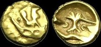 CELTIC GAUL CE-BJFU - GALLO BELGIC DC - 'Geometric Ty.'Gold Quarter Stater, ca.65-50BC.