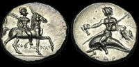 GREEK - Italy CALABRI, Tarentum, Punic occupation, circa 212-209 BC. 1/2 Shekel.   
