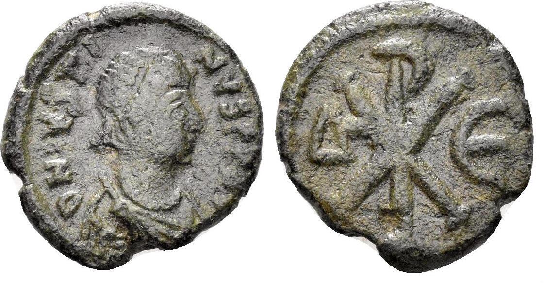 Byzantine Empire Pentanummium Justin I. 518-527. Large chi-rho | MA-Shops