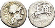 ROMAN AR Denarius Porcius Laeca. 125 BC. (3.38g, 18mm). Rome mint. Crawford 270/1 -