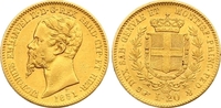 Italien-Sardinien 20 Lire Gold Vittorio Emanuele II. 1849-1878.