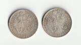 Österreich 2x 1 Florin 1858, 1879 Franz Joseph I. vz-st