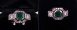 1940/49 Smaragd-Allianzring mit Brillanten/Diamanten, Expertise Dr. Heide Rezepa-Zabel vintage