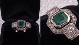 1940/49 Smaragd-Allianzring mit Brillanten/Diamanten, Expertise Dr. Heide Rezepa-Zabel vintage