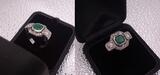 1940/49 Smaragd-Allianzring mit Brillanten/Diamanten, Expertise Dr. Heide Rezepa-Zabel vintage