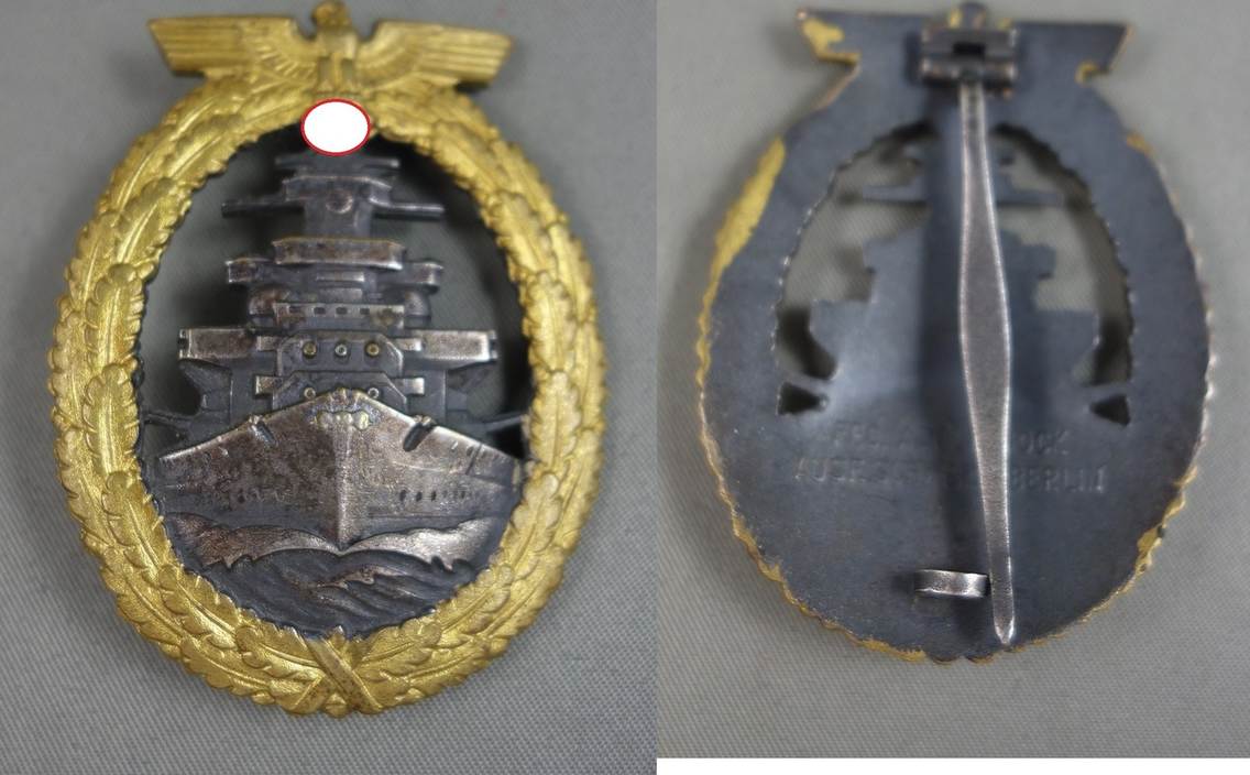 19391945 3.Reich FlottenKriegsabzeichen Adolf Bock Ausf.Schwerin