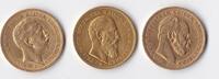 Deutsches Reich 3x 20 Mark Original-Goldmünzen mit drei Regenten des Deutschen Kaiserreichs -
