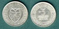 Weimarer Republik 3 Reichsmark Lübeck