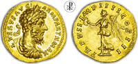Roman Imperial 166-167 AD ★ RRR! Portrait! ★ LUCIUS VERUS, MARCUS AURELIUS, RIC 573, Gold Aureus Rome VZ+