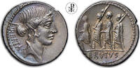 Roman Imperial Denarius 54 BC ★ R ★ MARCUS IUNIUS BRUTUS, RRC 433/1, Rome, Libertas, Consul, Lictores VZ