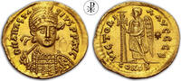 Roman Imperial 491-498 AD ★ RR! 6th Officina ★ ANASTASIUS I, MIB 4, GOLD SOLIDUS Constantinopolis, Victory VZ