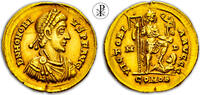 Honorius - Roman Imperial 394-395 AD ★ RR! Near Perfect ★ HONORIUS, RIC 1206a, GOLD SOLIDUS Mediolanum, Emperor FDC-