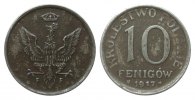 Kolonien und Nebengebiete 10 Fenigów, Schrift nahe am Rand