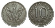 Kolonien und Nebengebiete 10 Fenigów, Schrift nahe am Rand