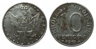 Kolonien und Nebengebiete 10 Fenigów, Schrift nahe am Rand