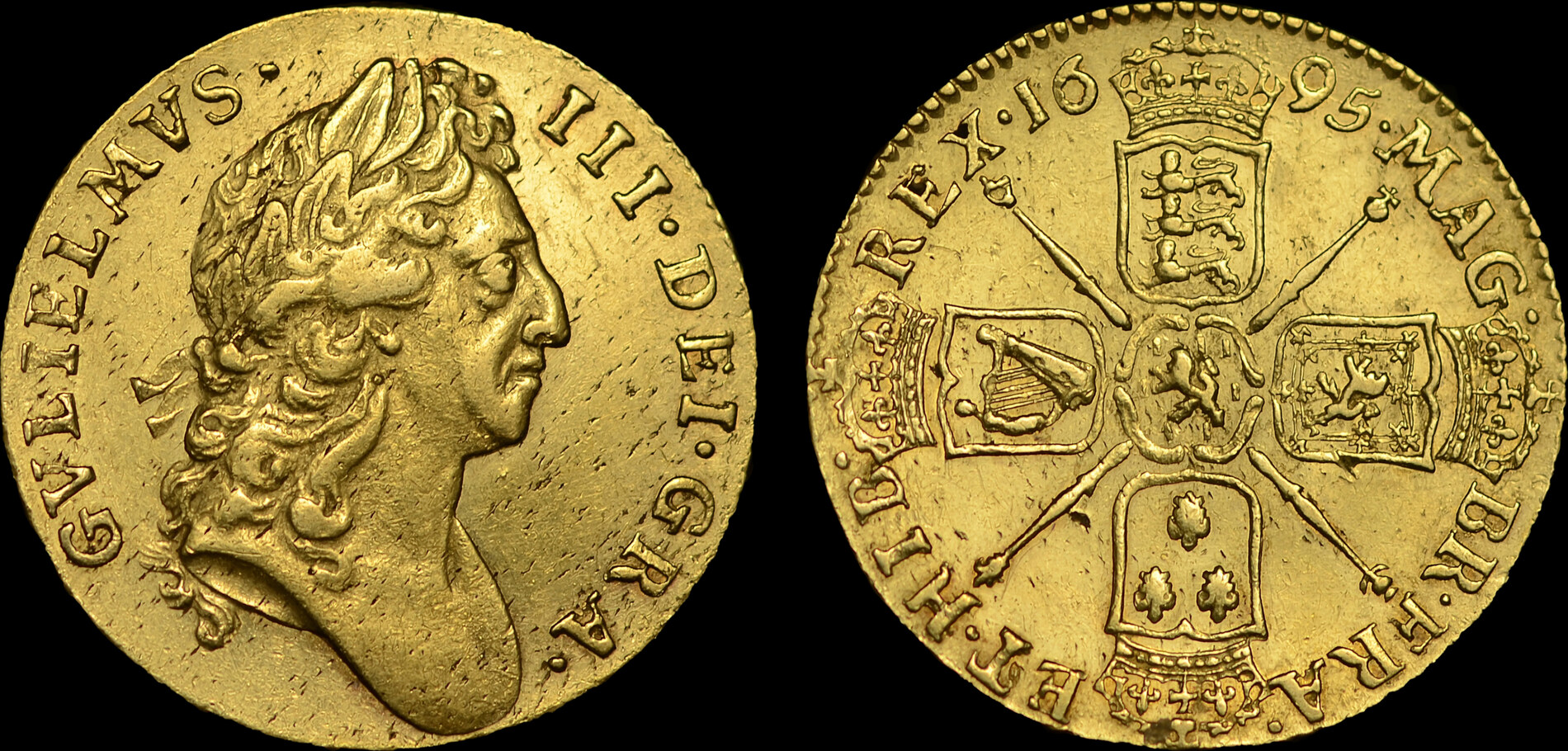 GREAT BRITAIN WILLIAM III 1695 GOLD GUINEA, FIRST BUST | MA-Shops