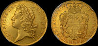 GREAT BRITAIN GEORGE II, RARE 1731 GOLD GUINEA, YOUNG HEAD, NGC MS 61 -
