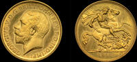 GREAT BRITAIN GEORGE V, 1911 GOLD PROOF HALF-SOVEREIGN, PF 64  1911 