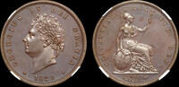GREAT BRITAIN 1826 GEORGE IV, 1826 PROOF PENNY, PF 63 BN  1730,20 EUR  zzgl. 36,91 EUR Versand