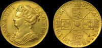 GREAT BRITAIN ANNE, 1709 GOLD GUINEA, MS 63+ *TOP OF THE POP* -