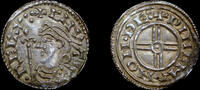 GREAT BRITAIN CNUT, SILVER PENNY, SHORT CROSS TYPE, THETFORD MINT, MS 63 -