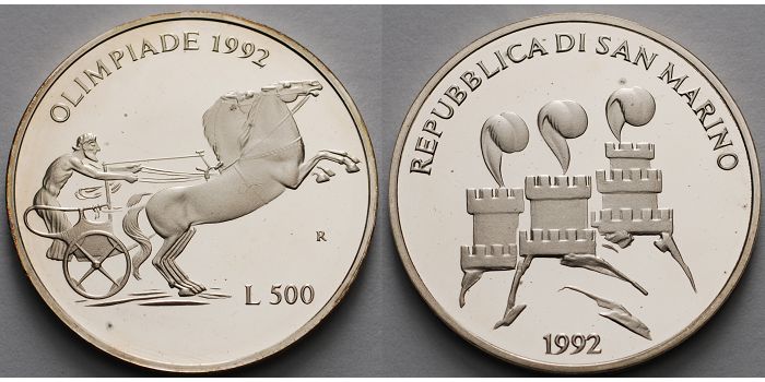 San Marino 500 Lire 1992 Oly. Sommerspiele in Barcelona - Antikes