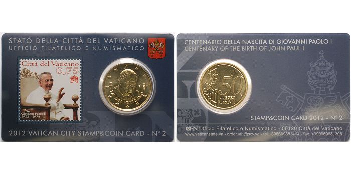 2012 Kursmunze 50 Cent In Originaler Vatikan City Stamp Coin Card Nr 2 Stgl Ma Shops