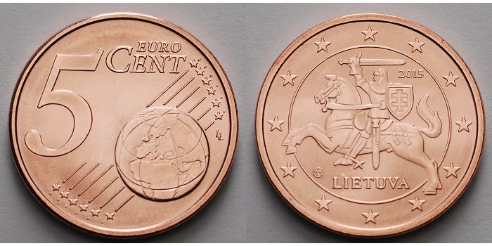 Litauen 2015 Kursmünze, 5 Cent, Ab sofort lieferbar!!! stgl