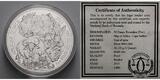 Ruanda 50 Amafaranga<br>1 oz<br>Ø 40 mm 2015 Afrikanische Unze, 8.Ausgabe Büffel <b>mit Zertifikat</b> <b>PP</b> <br>in<br> Kapsel