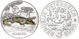 Österreich 3 Euro plus Broschüre/Flyer 2017 Tier - Taler - Serie -Krokodil-, <b>03 / 12</b> Ausgaben, mit Broschüre/Flyer handgehoben hgh / <br> vz / stgl<br> Kupfer-Nickel<br> farbig