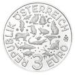Österreich 3 Euro x 5 Stück, & farbiges Buch, 2017 Tier-Taler-Serie Fledermaus, Tiger, Krokodil, Eisvogel, Wolf, <b> 5 Münzen + Buch,</b> handgehoben hgh / <br> vz / stgl<br> Kupfer-Nickel<br> farbig