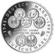 Deutschland, Bundesrepublik 10 DM 1998 A/D/F/G/J 50 Jahre Deutsche Mark, in der originalen Noppenfolie unbeschnitten, <b>PP</b> <br>Silber<br>Satz