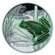 Österreich 3 Euro 2018 Tier - Taler - Serie -Frosch-, <b>09 / 12</b> Ausgaben,<b> handgehoben hgh / <br> vz / stgl<br> Kupfer-Nickel<br> farbig