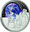 Niue 1 Dollar <br>Earth <br>farbig <br>38,6 mm Ø 2022 BLUE MARBLE Earth - Silber inkl. Kapsel & Zertifikat & Etui, <b>ab sofort, RAR! <b>PP</b> <br>1 Unze Silber<br>