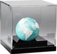 Barbados 5 Dollar<br>eisblauer Emaille/alpinweißer Färbung 2023 BLUE MARBLE Earth Frozen Spherical Silber im luxuriösen Box, RAR! <b>stgl</b> <br>3 Unzen Silber<br>