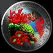 Österreich III.Serie 3 Euro 2023 Leuchtende Meereswelten - Steinkoralle, <b>05/12</b> Ausgaben,<b> handgehoben hgh / <br> vz / stgl<br> Kupfer-Nickel<br> farbig